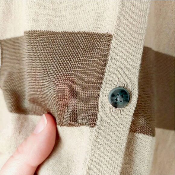 Simply Vera by Vera Wang Sheer Knit Colorblock Cardigan Button-Up Sweater Sz XL - Picture 9 of 14